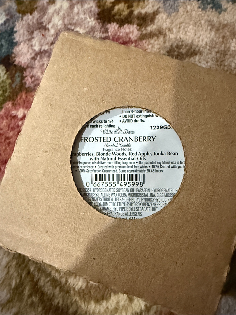 White Barn Frosted Cranberry Candle - NIB